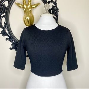 Love Sadie Black Slight Cropped Top